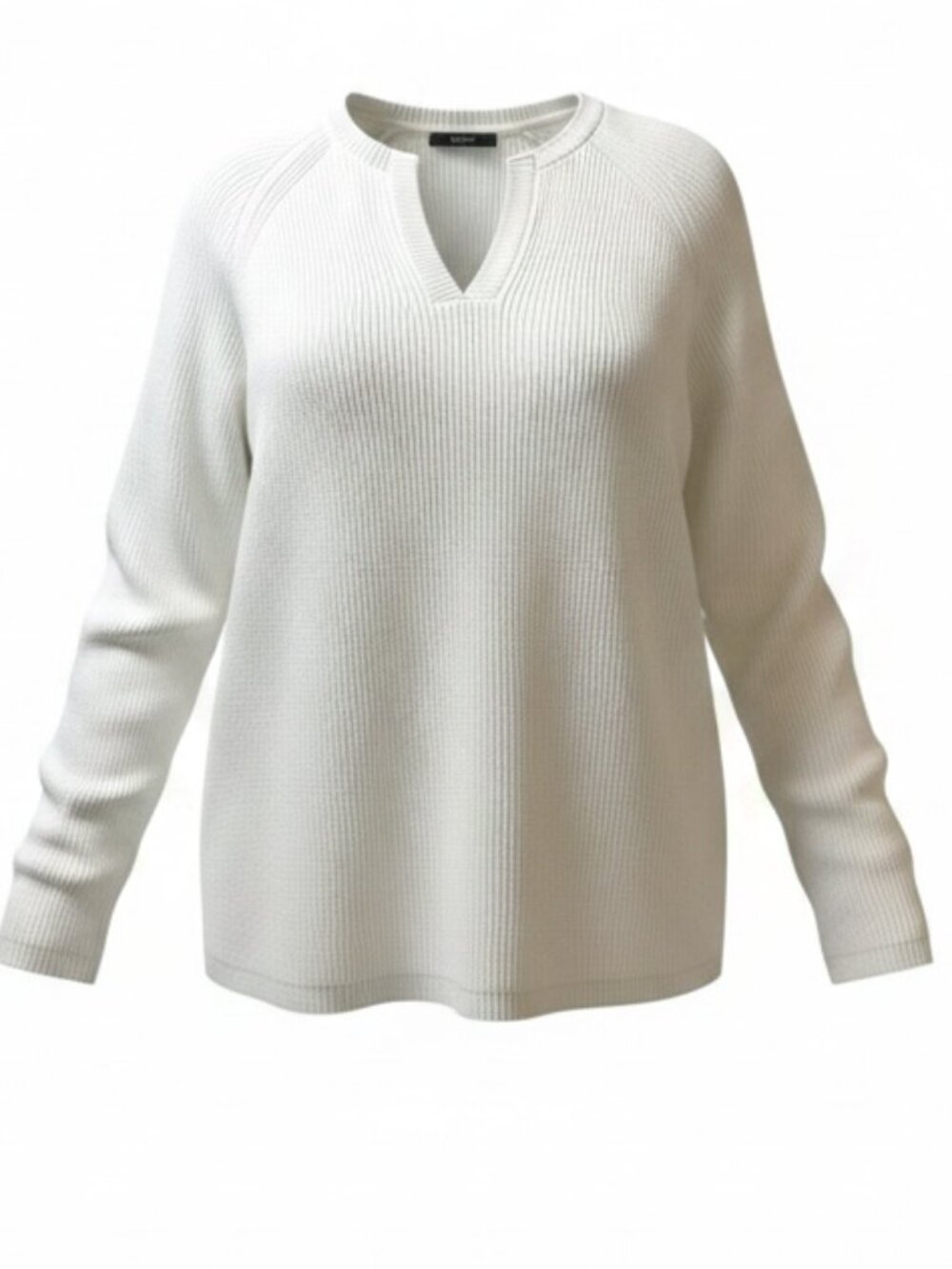 Banana Republic Factory Ribbed Knit Split Neck Sweater XL White #290L